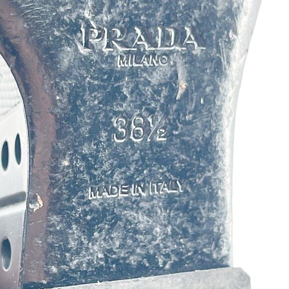 Prada Fall 2014 Runway Black Gold Industrial Metal Wedge Sandal size IT 38.5 - Picture 14 of 15